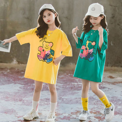 Small quantity clothing factory Comfortable Fabric Cartoon Bear Print T Shirt Girls Tops 90cm To 130cm